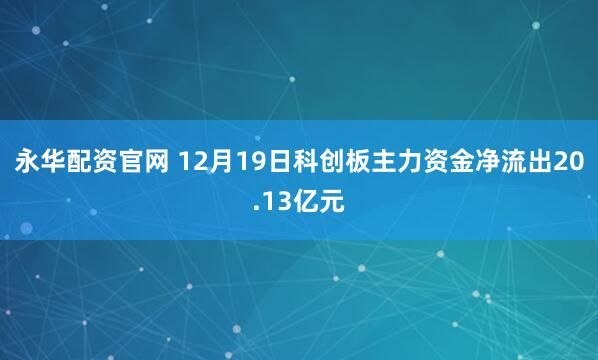 永华配资官网 12月19日科创板主力资金净流出20.13亿元